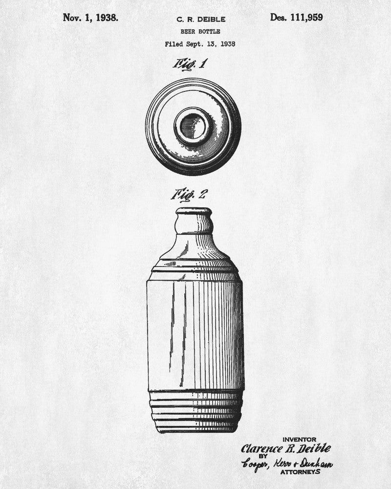 Beer Bottle Patent Print Bar Poster Cafe Art - OnTrendAndFab