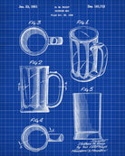 Bar Poster Beer Glass Patent Print Pub Wall Poster Cafe Art - OnTrendAndFab