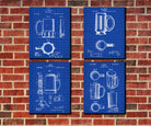 Beer Glass Patent Prints Set 4 Bar Art Ale Tankard Posters - OnTrendAndFab