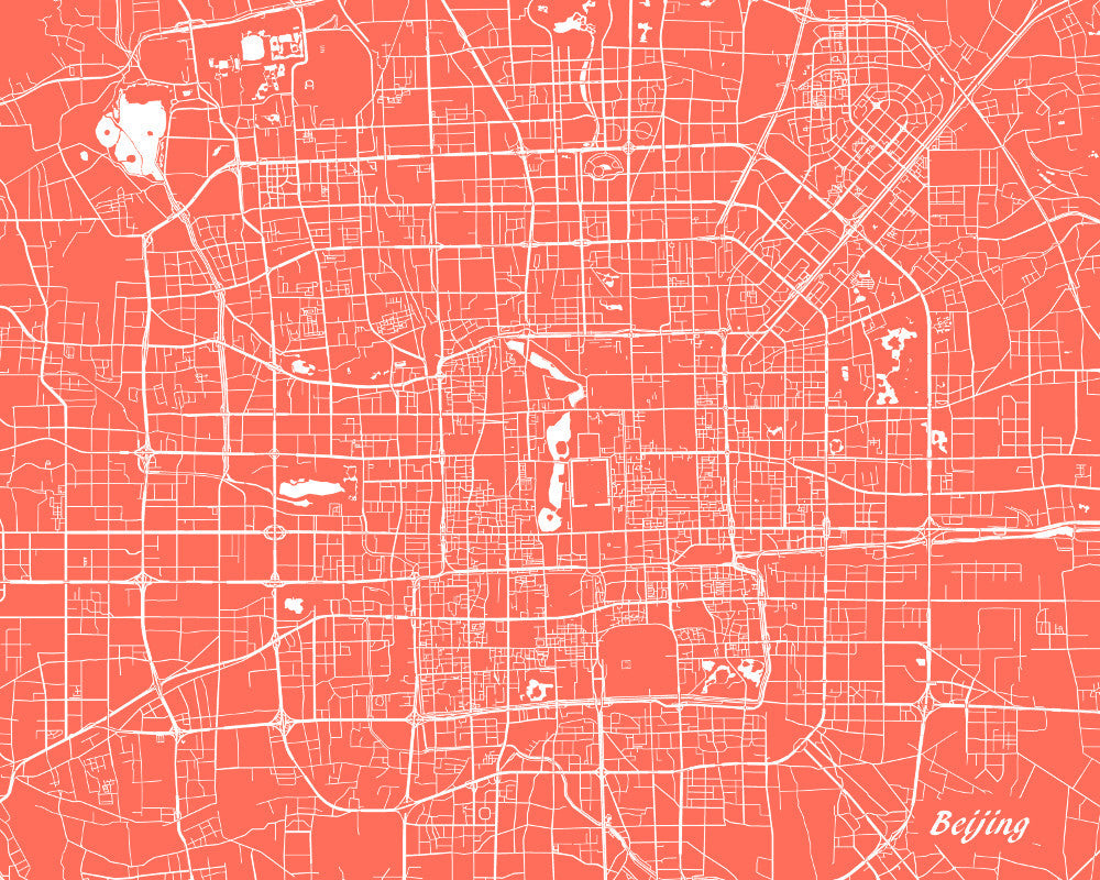 Beijing City Street Map Print Feature Wall Art Poster