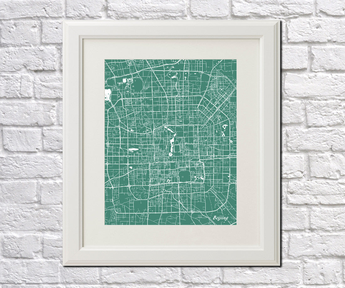 Beijing City Street Map Print Feature Wall Art Poster
