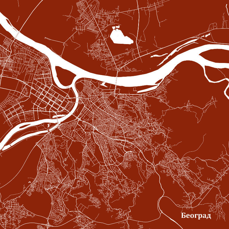 Belgrade City Street Map Custom Wall Map Poster - OnTrendAndFab
