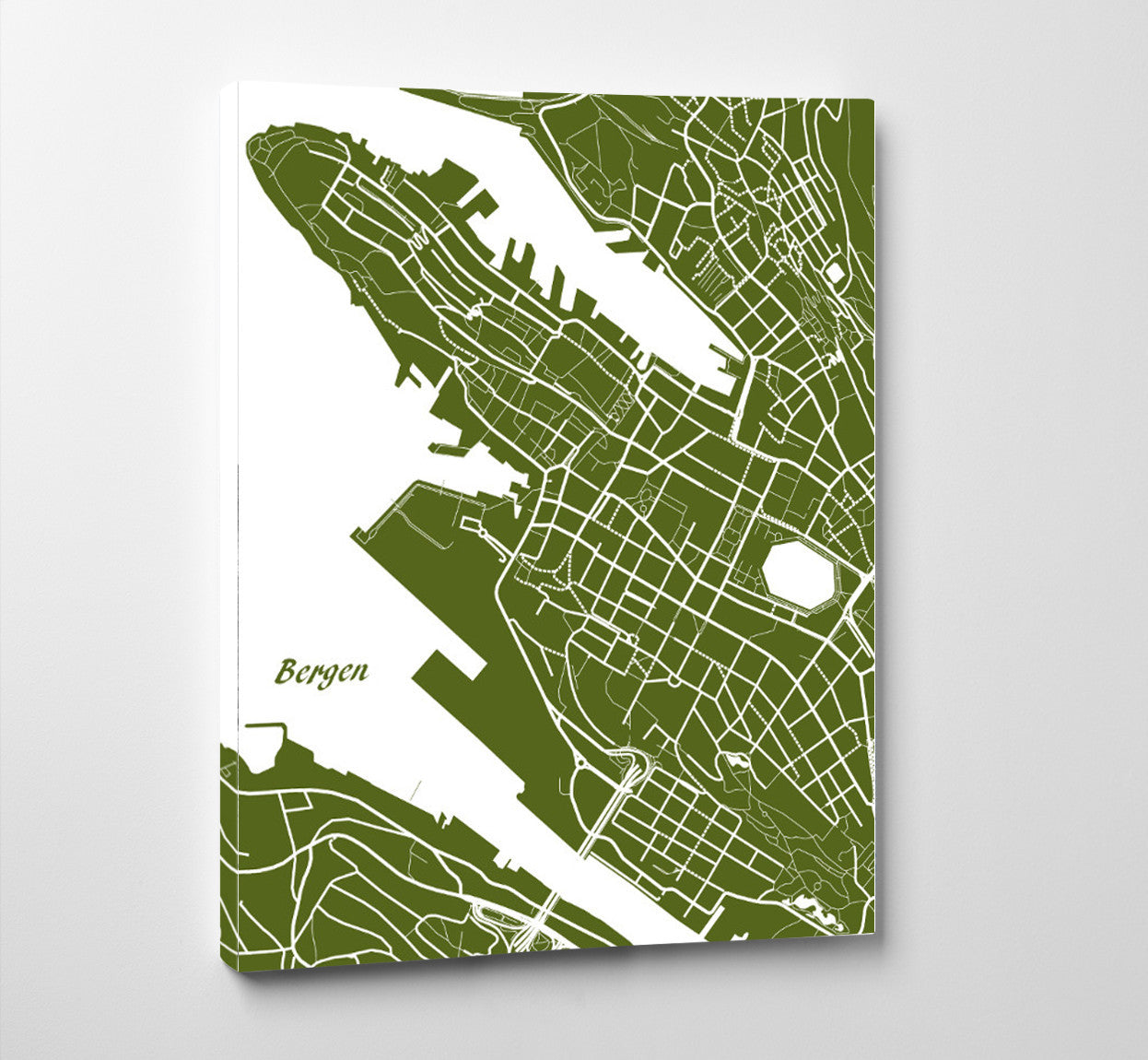 Bergen City Street Map Print Feature Wall Art Poster
