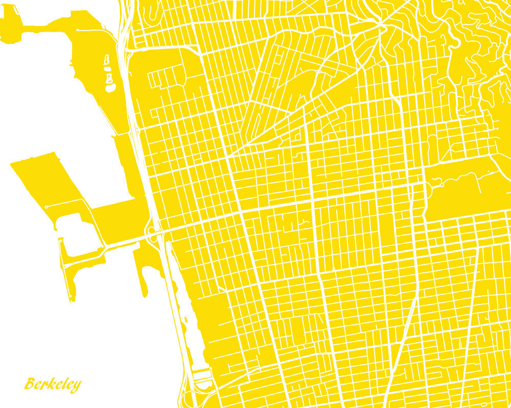Berkeley City Street Map Print Feature Wall Art Poster