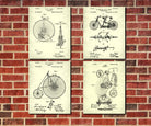Bicycle Patent Prints Set 4 Cycling Blueprint Posters