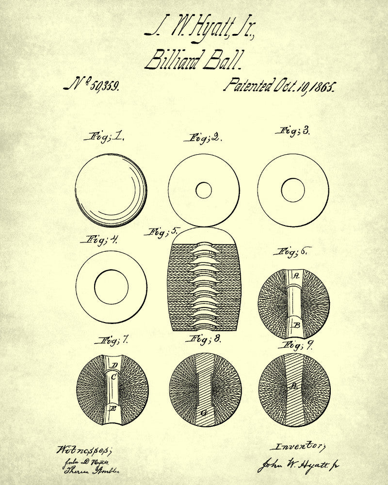 Billiard Ball Blueprint Sports Poster Patent Print - OnTrendAndFab