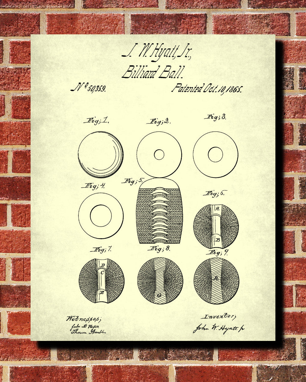 Billiard Ball Blueprint Sports Poster Patent Print - OnTrendAndFab