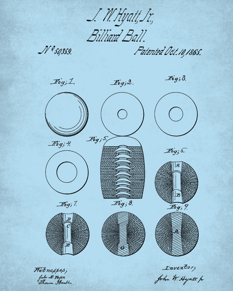 Billiard Ball Blueprint Sports Poster Patent Print - OnTrendAndFab