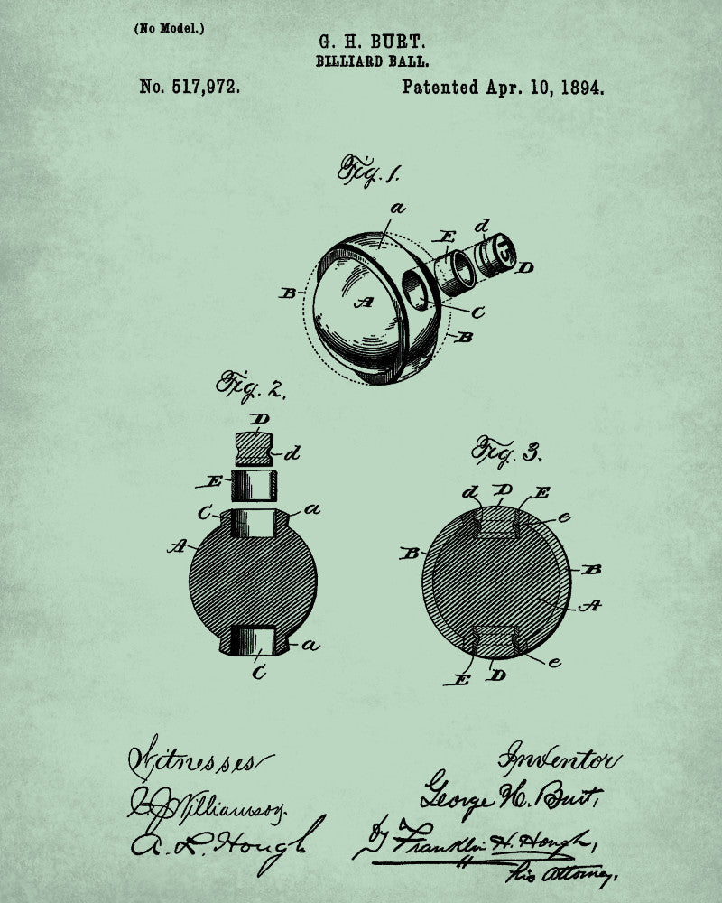 Billiards Ball Blueprint Sports Poster Patent Print - OnTrendAndFab
