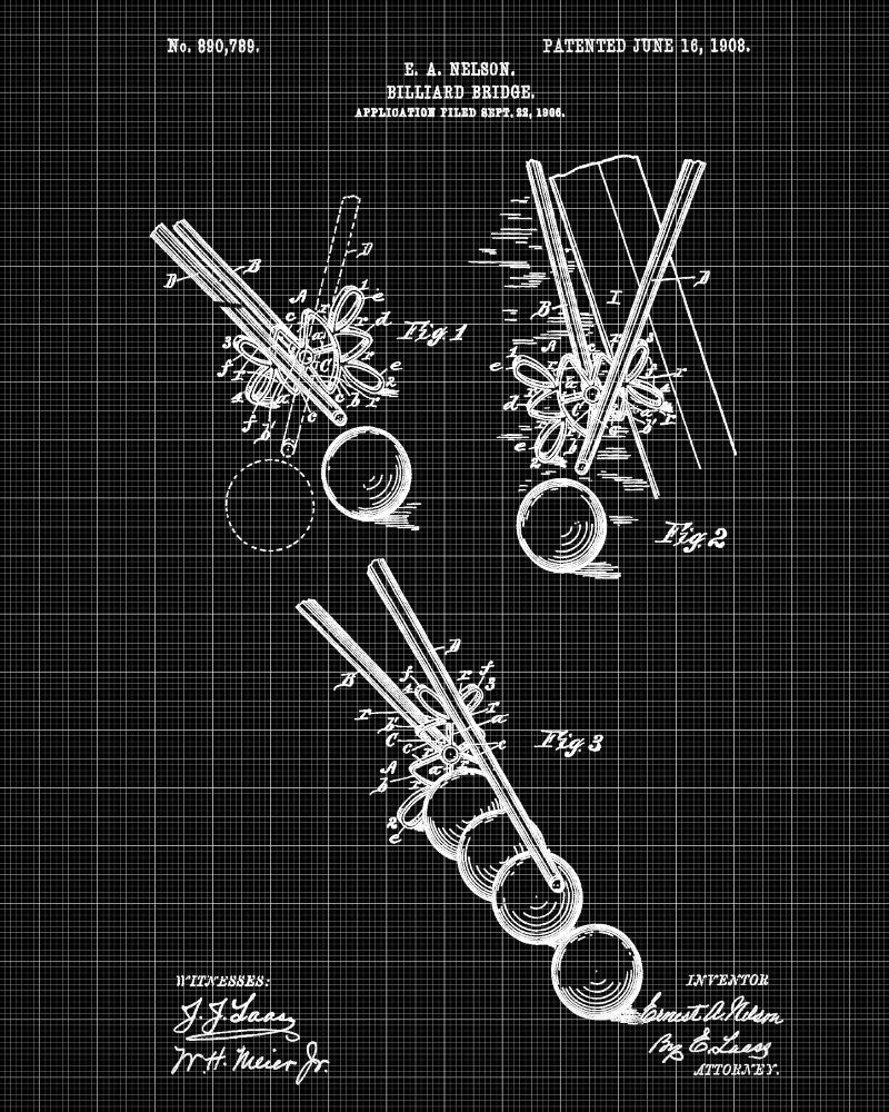 Billiard Bridge Blueprint Sports Poster Patent Print - OnTrendAndFab