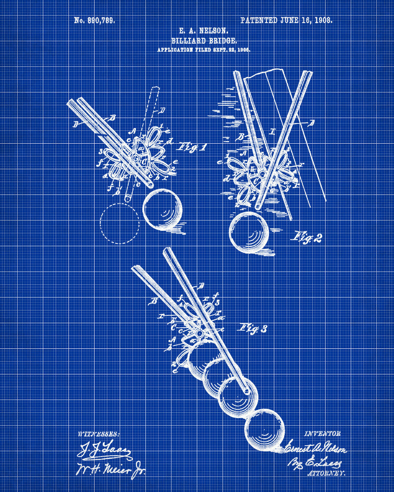 Billiard Bridge Blueprint Sports Poster Patent Print - OnTrendAndFab