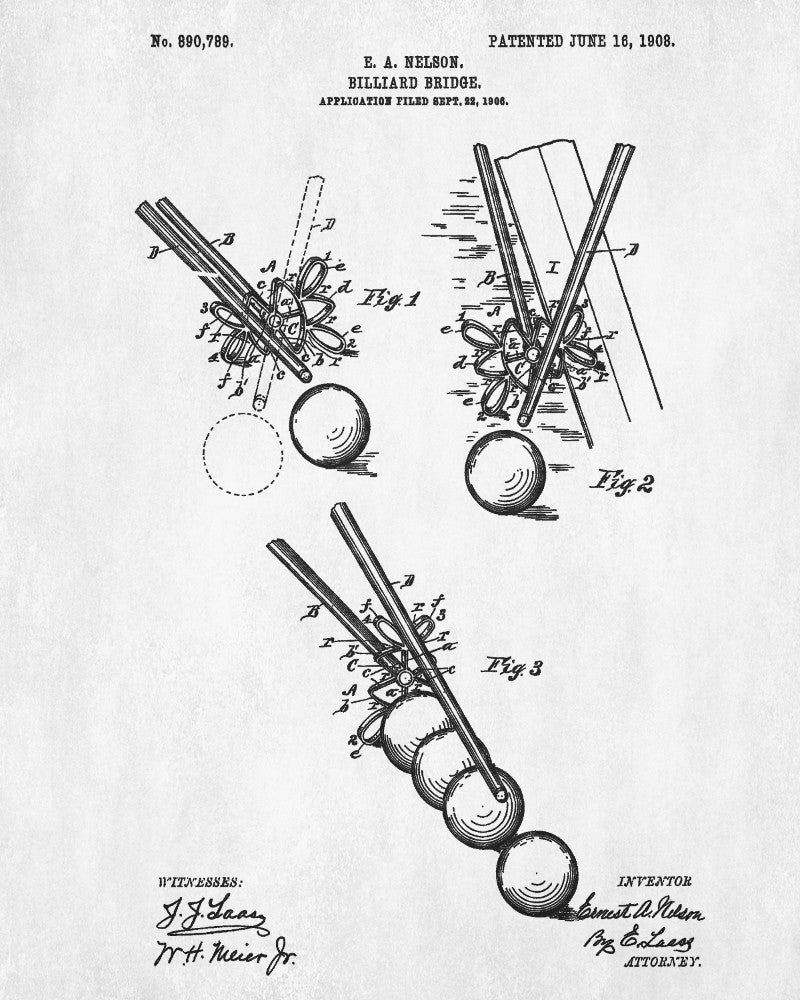 Billiard Bridge Blueprint Sports Poster Patent Print - OnTrendAndFab