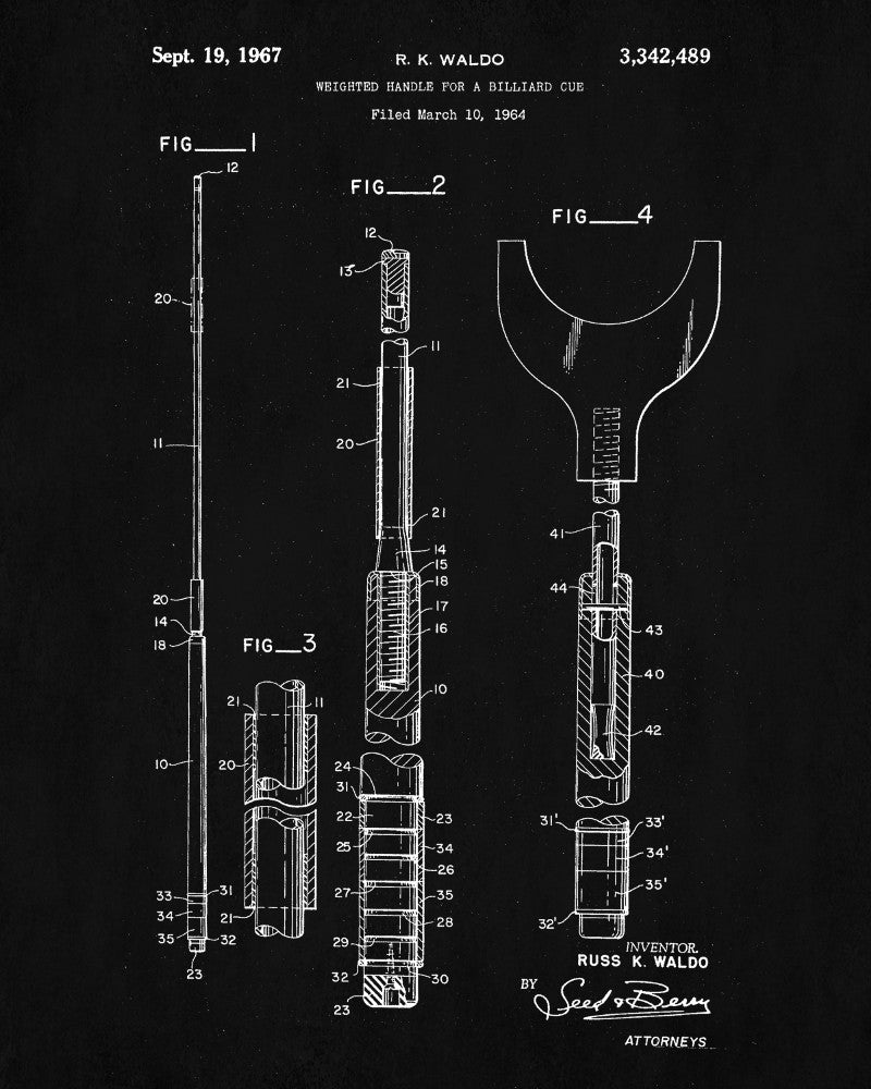 Billiards Bridge Blueprint Sports Poster Patent Print - OnTrendAndFab