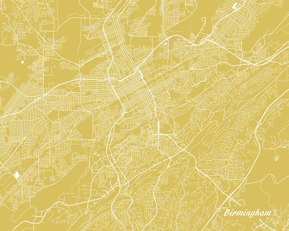 Birmingham Alabama City Street Map Print Custom Map - OnTrendAndFab