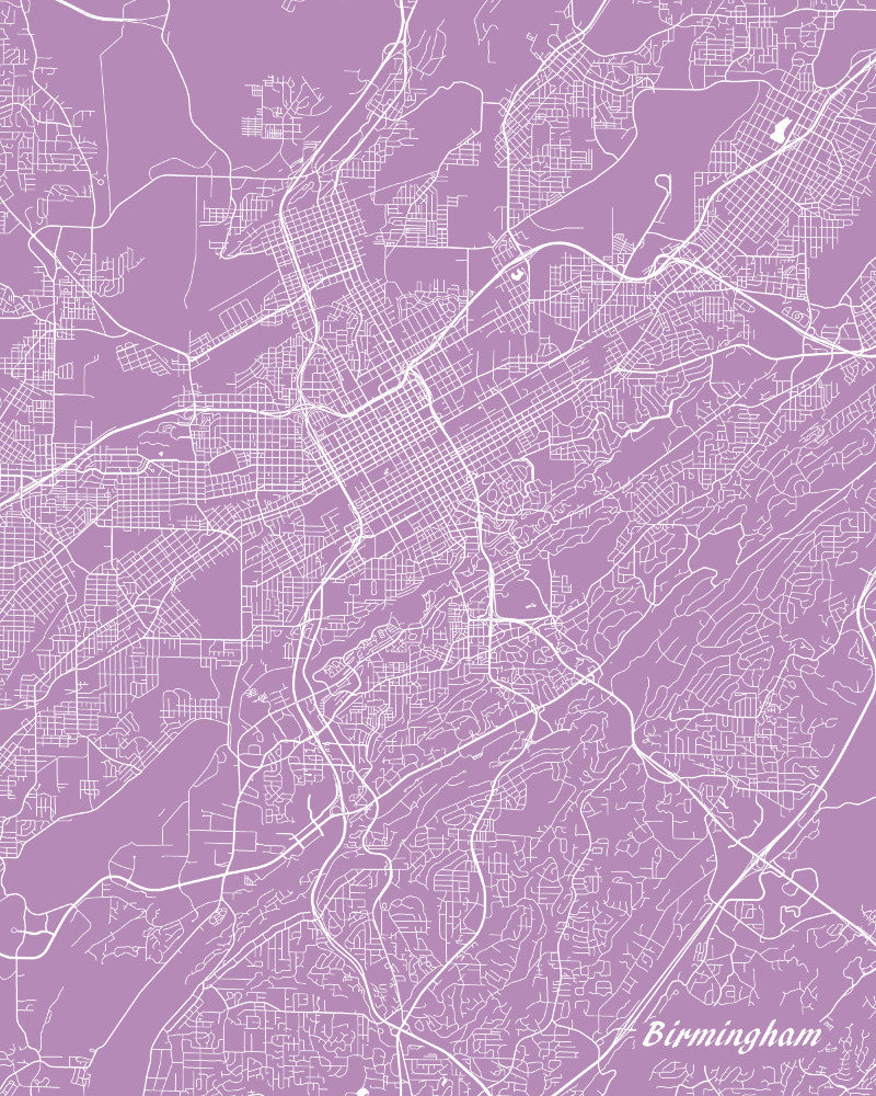 Birmingham Alabama City Street Map Print Custom Map - OnTrendAndFab