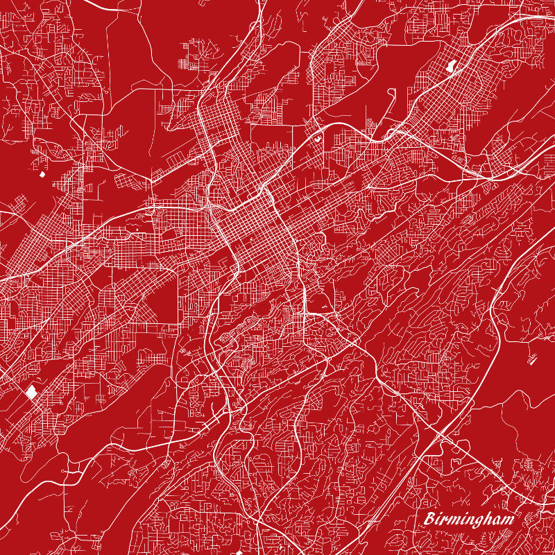 Birmingham Alabama City Street Map Print Custom Wall Map - OnTrendAndFab