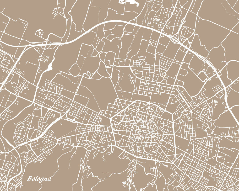 Bologna, Italy - Street Map Print Feature Wall Art Poster