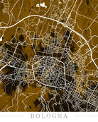 Bologna, Italy : City Street Map Print Modern Art Poster