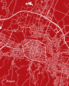 Bologna, Italy - Street Map Print Feature Wall Art Poster