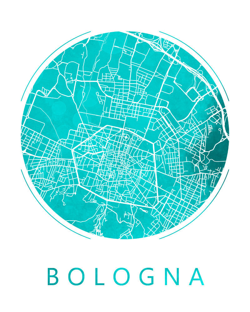 Bologna, Italy City Street Map Custom Wall Map Poster