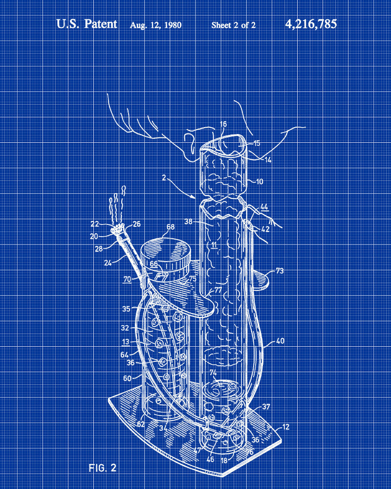 Cannabis Smoking Patent Print Bong Blueprint Poster