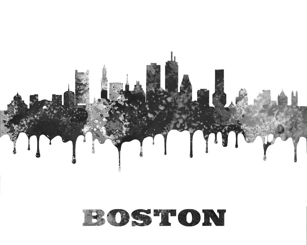 Boston Print City Skyline Wall Art Poster Massachusetts USA - OnTrendAndFab