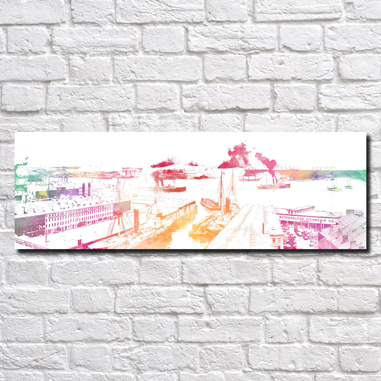 Boston Harbor Poster Panorama City Street Scene Art Print 5359