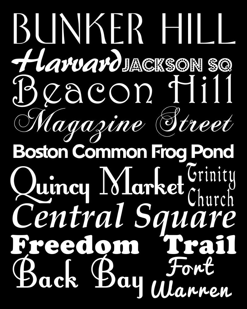 Baltimore Neighbourhood Print Typography Scroll