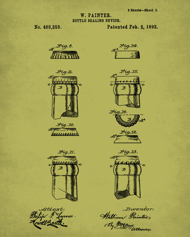Beer Bottle Caps Patent Print Cafe Art Bar Poster - OnTrendAndFab