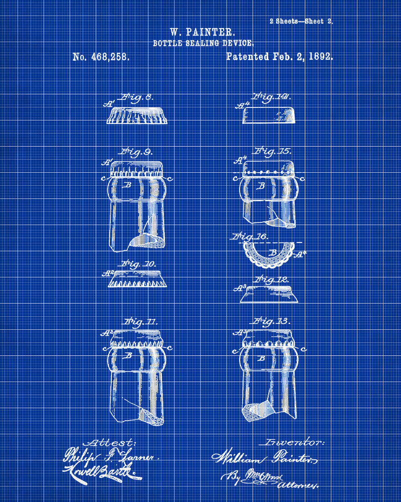 Beer Bottle Caps Patent Print Cafe Art Bar Poster - OnTrendAndFab