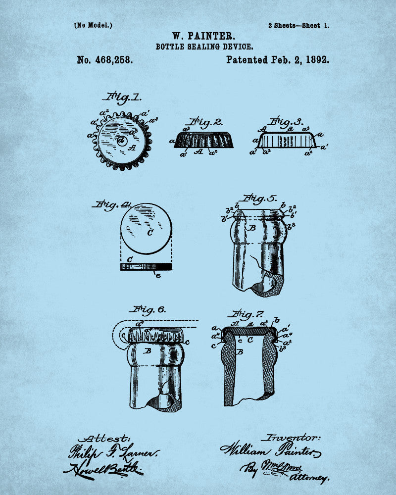 Beer Bottle Caps Patent Print Bar Poster Cafe Art - OnTrendAndFab