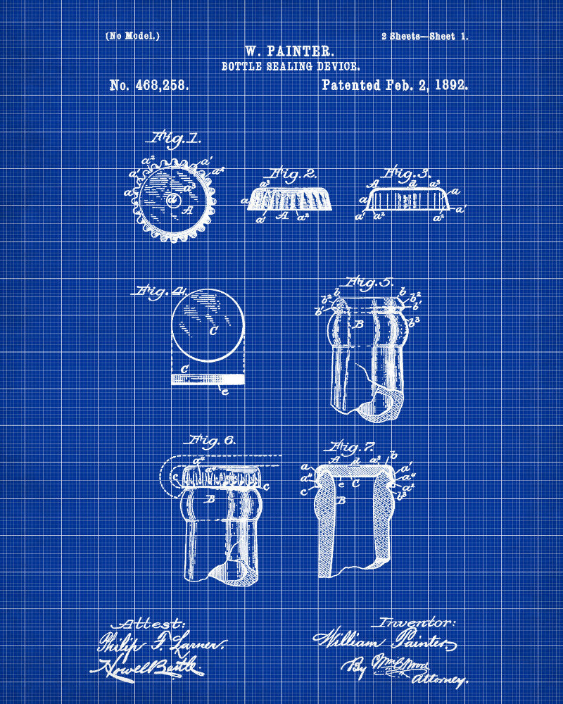 Beer Bottle Caps Patent Print Bar Poster Cafe Art - OnTrendAndFab