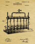 Wine Bottle Filling Bar Patent Print Cafe Poster