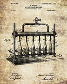 Wine Bottle Filling Bar Patent Print Cafe Poster