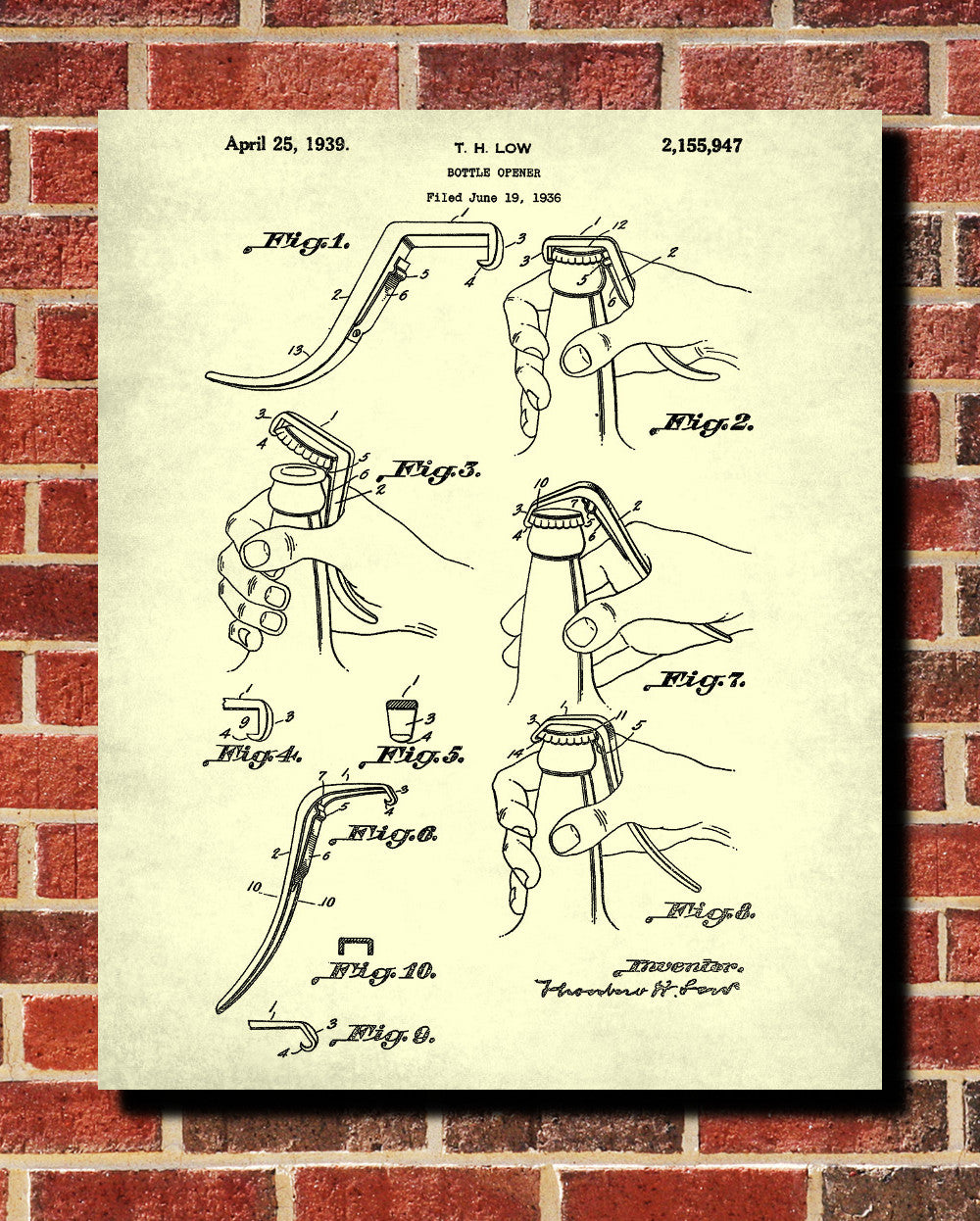 Bottle Opener Patent Print Cafe Art Bar Poster Blueprint - OnTrendAndFab