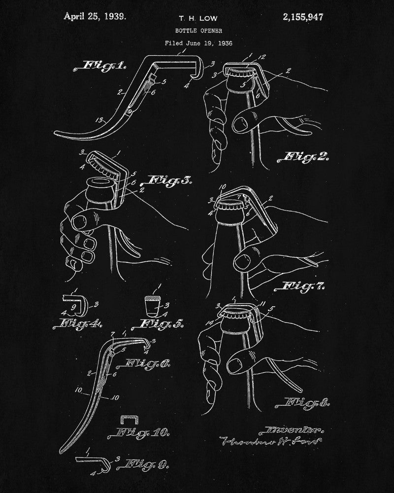 Bottle Opener Patent Print Cafe Art Bar Poster Blueprint - OnTrendAndFab