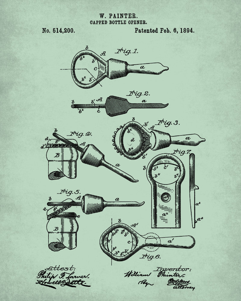 Bottle Opener Patent Print Cafe Art Blueprint Bar Poster - OnTrendAndFab