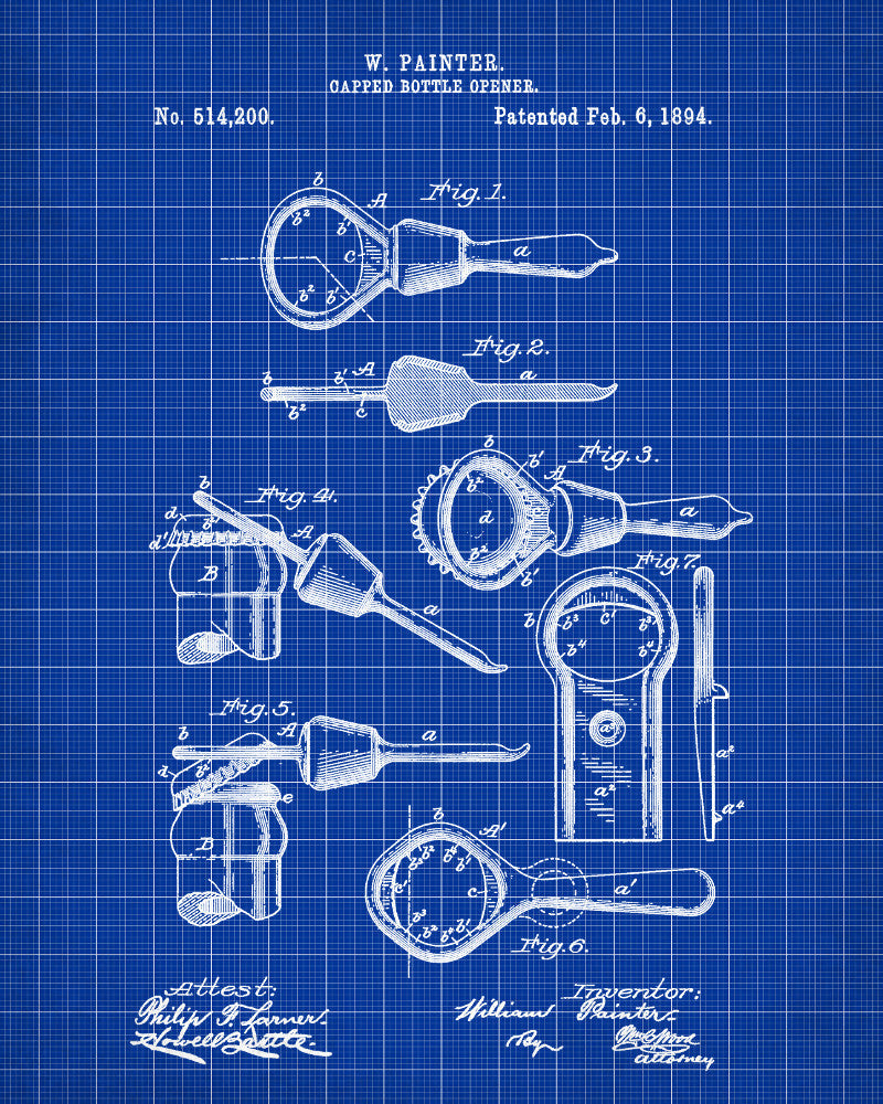 Bottle Opener Patent Print Cafe Art Blueprint Bar Poster - OnTrendAndFab
