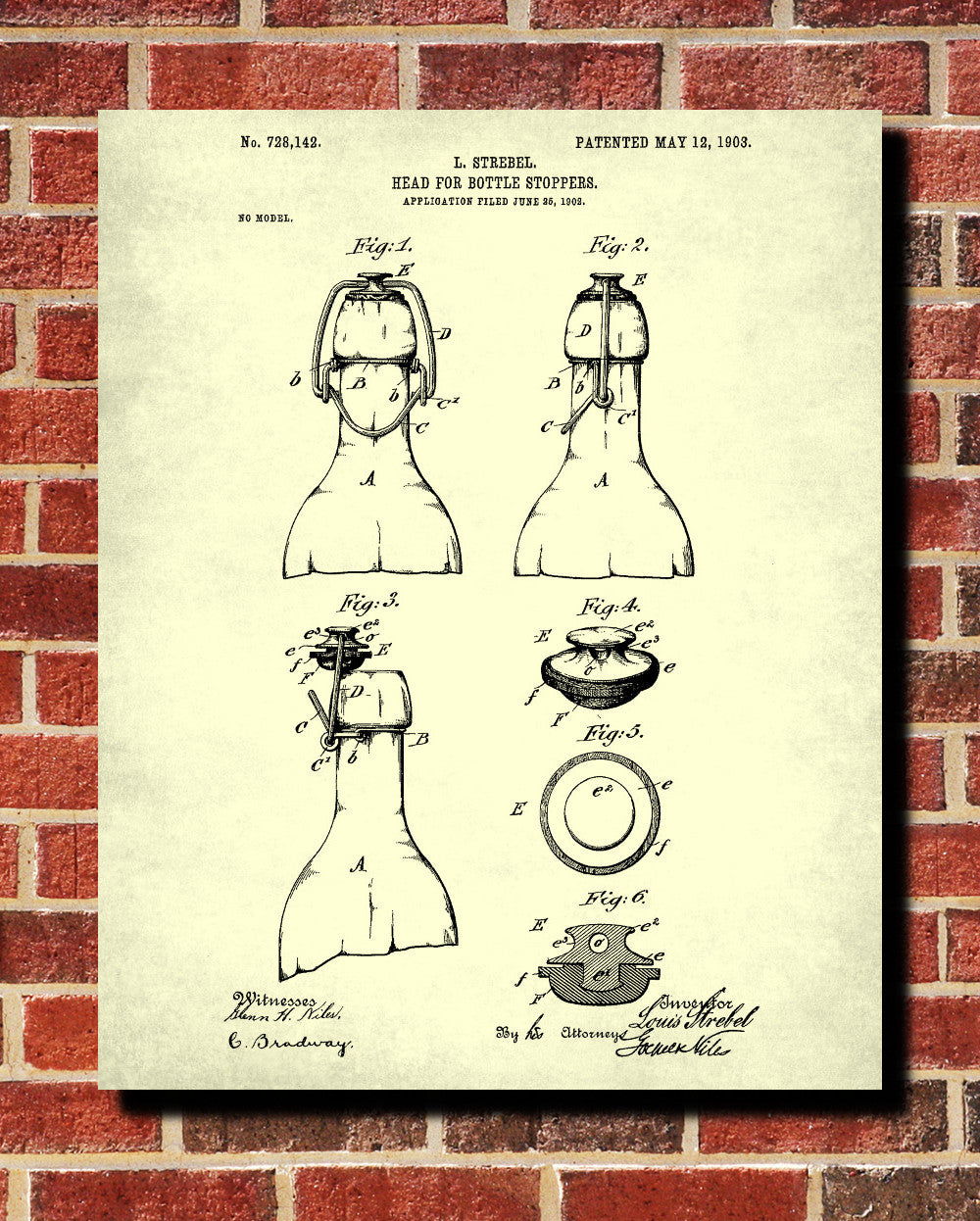 Bottle Stopper Patent Print Cafe Art Blueprint Bar Poster - OnTrendAndFab