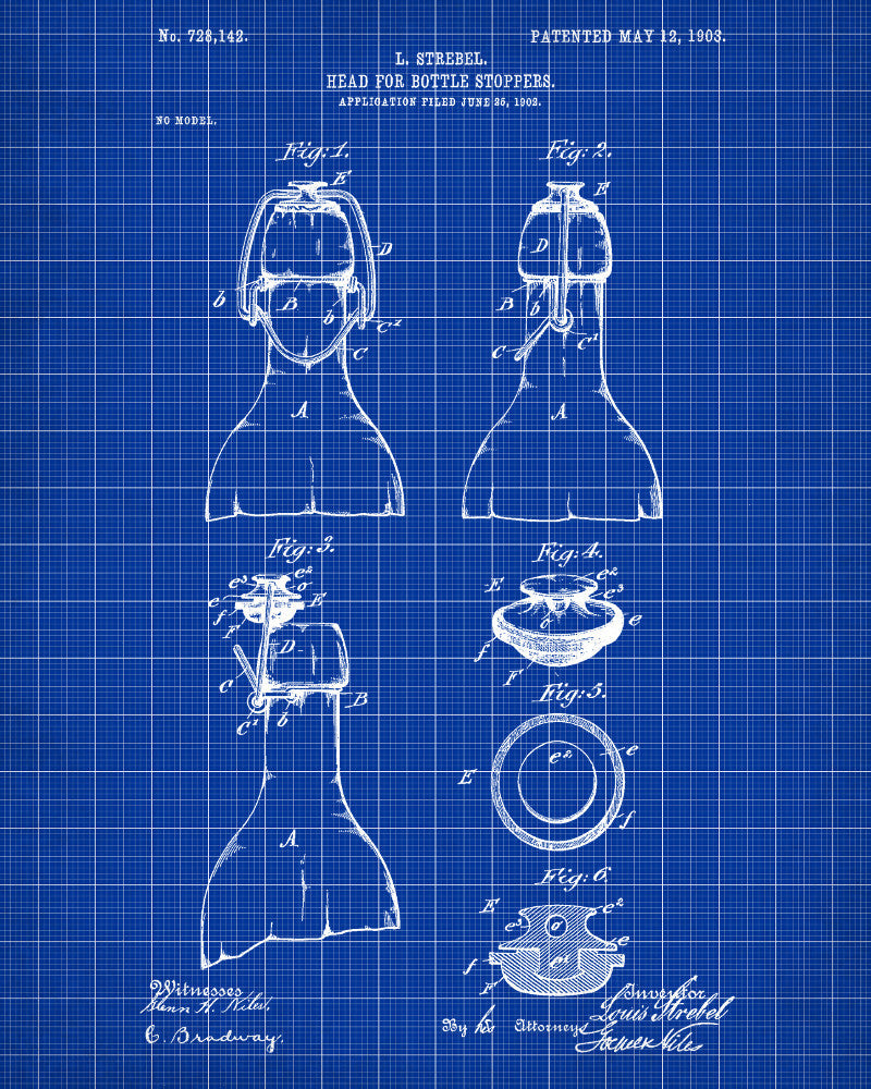 Bottle Stopper Patent Print Cafe Art Blueprint Bar Poster - OnTrendAndFab
