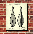 Bowling Pin Blueprint Sports Patent Print Art Poster