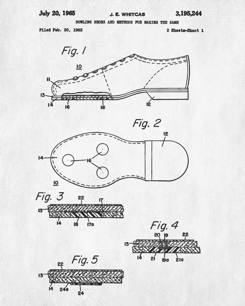 Bowling Shoes Patent Print Sports Blueprint Art Poster - OnTrendAndFab