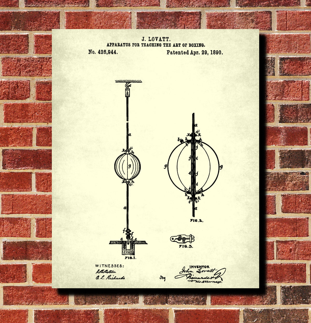 Boxing Poster  Punch Bag Patent Print Sports Wall Art