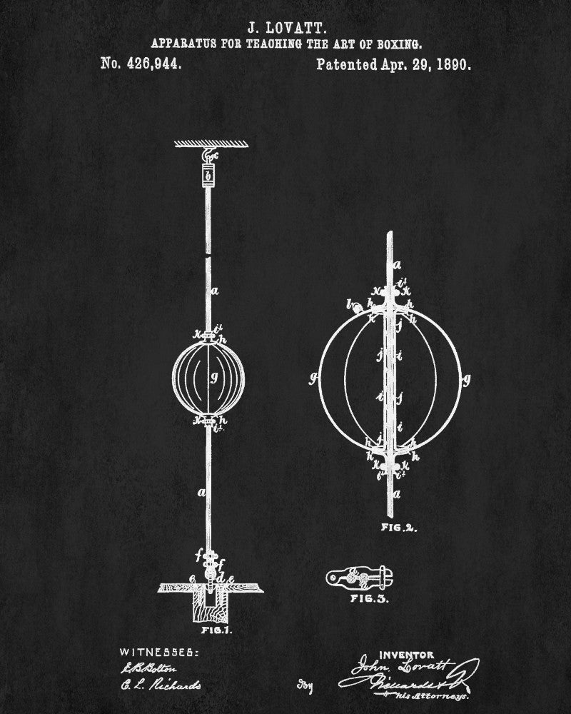 Boxing Poster  Punch Bag Patent Print Sports Wall Art
