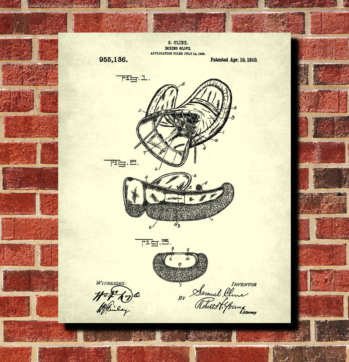 Boxing Glove Poster Sports Gym Wall Art Patent Print