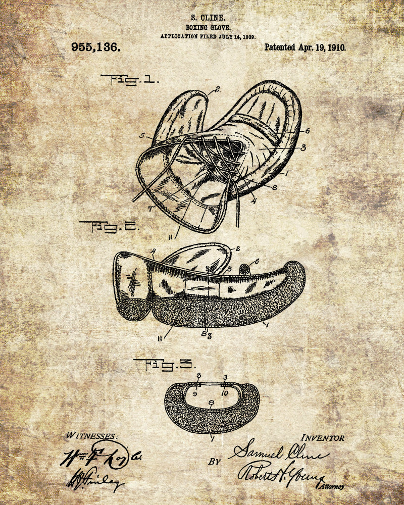 Boxing Glove Poster Sports Gym Wall Art Patent Print