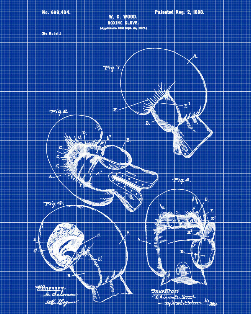 Boxing Gloves Patent Print Sports Wall Art Poster