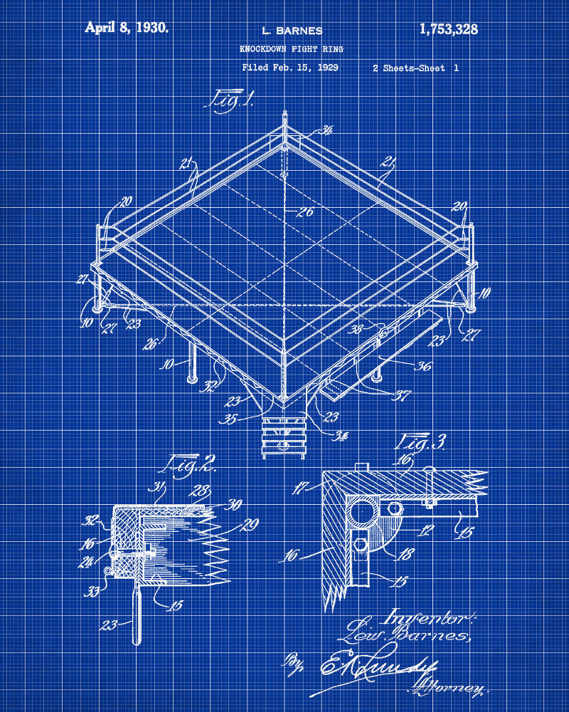 Boxing Ring Patent Print Sports Wall Art Poster - OnTrendAndFab