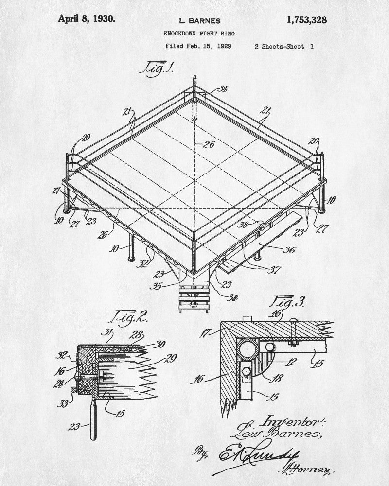 Boxing Ring Patent Print Sports Wall Art Poster - OnTrendAndFab