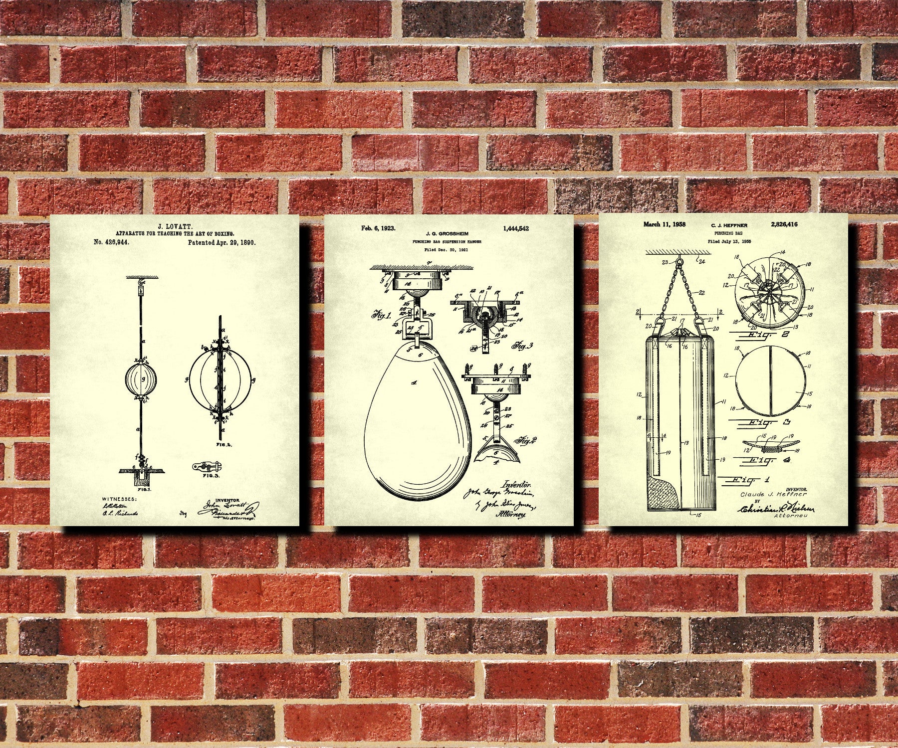 Boxing Patent Prints Set 3 Sport Blueprint Posters
